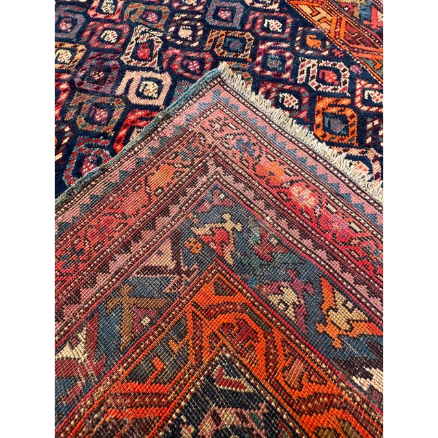 1970s 1970s Indigo Persian Sarab Diamond Lattice Runner Rug - 3'10" X 11'9" For Sale - Image 5 of 10