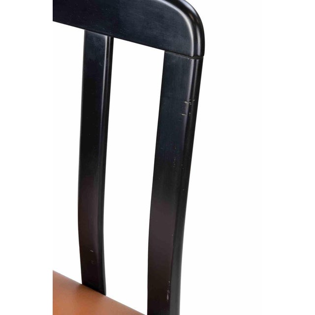 1970s Vintage Art Deco Chairs in Lacquered Wood and Leather, Italy, 1970s For Sale - Image 5 of 7