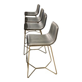 Slope Leather Counter Stools - Set of 4 For Sale