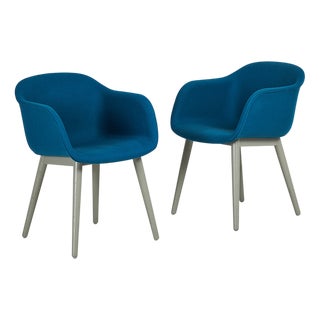 Vintage Fiber Armchairs in Grey Textile Upholstery by Iskos-Berlin for Muuto, 1980s, Set of 2 For Sale