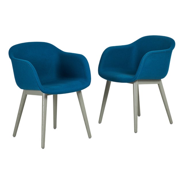 Vintage Fiber Armchairs in Grey Textile Upholstery by Iskos-Berlin for Muuto, 1980s, Set of 2 For Sale