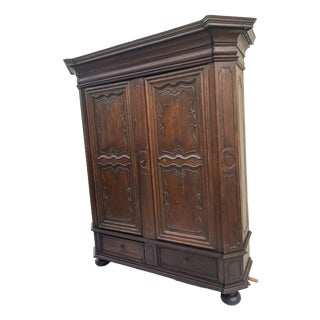 Antique Baroque Wardrobe in Oak, 1600s For Sale