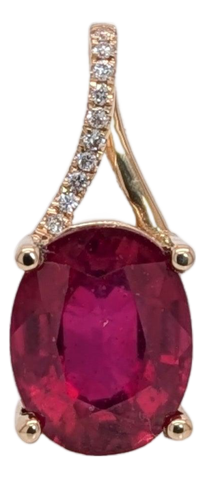 3.0Ct Madagascar Ruby and Natural Diamond Accents Pendant in Solid 14k Gold