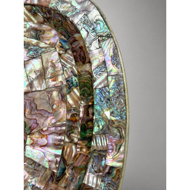 Los Castillo Taxco Mexican Modernist Abalone, Mother of Pearl & Silvered Tray For Sale - Image 9 of 9
