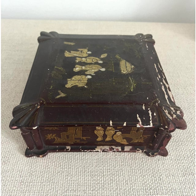 Antique 19th Century Chinese Wood Hand Carved Box For Sale - Image 10 of 12