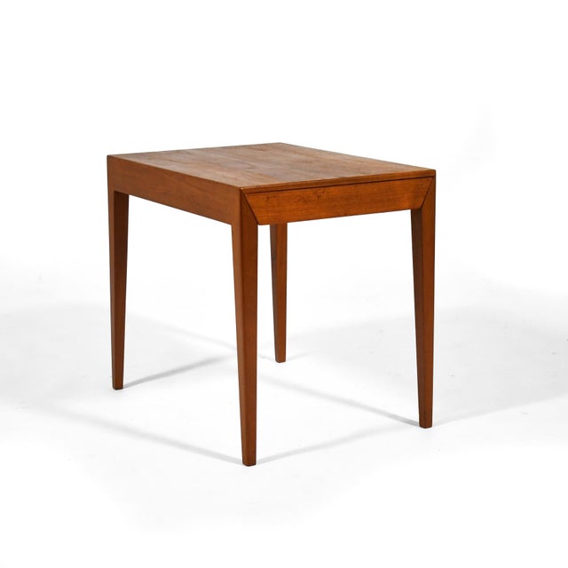 Produced by Haslev Møbelsnedkeri, this beautifully detailed and exquisitely constructed Severin Hansen teak side table has...