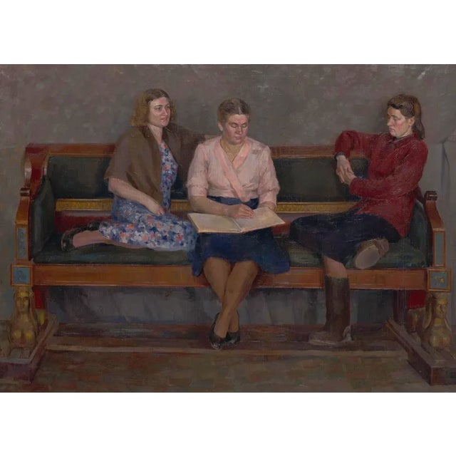 This painting comes from our collection of original Soviet-era oil paintings. The collection is laid out like a timeline...