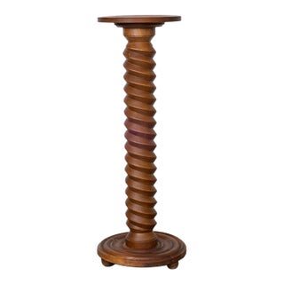 1940s French Carved Wood Pedestal Table For Sale