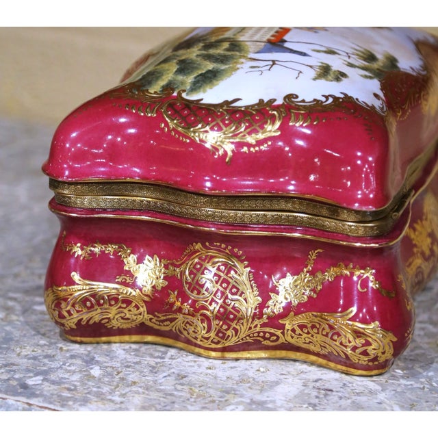 Early 20th Century French Sevres Gilt Ormolu and Porcelain Jewelry Table Box For Sale - Image 12 of 13
