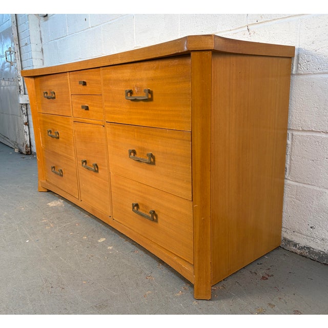 Mid-Century Modern Unique Vintage Mid-Century Dresser With Brass Hardware For Sale - Image 3 of 16
