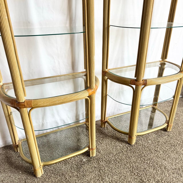 Tan Boho Chic Pencil Reed Etageres - A Pair For Sale - Image 8 of 11