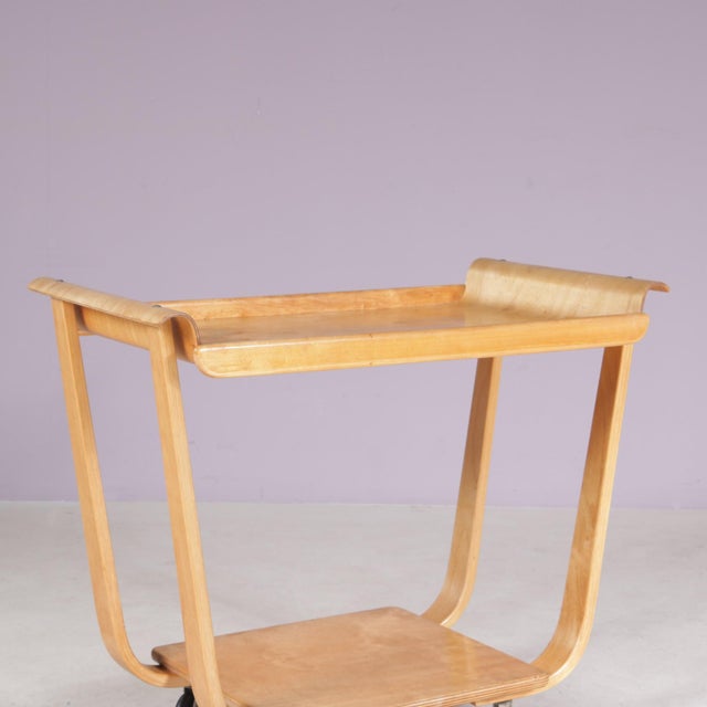 Wood Vintage Dutch PB01 Birch Trolley by Cees Braakman for Pastoe, Netherlands, 1950s For Sale - Image 7 of 10