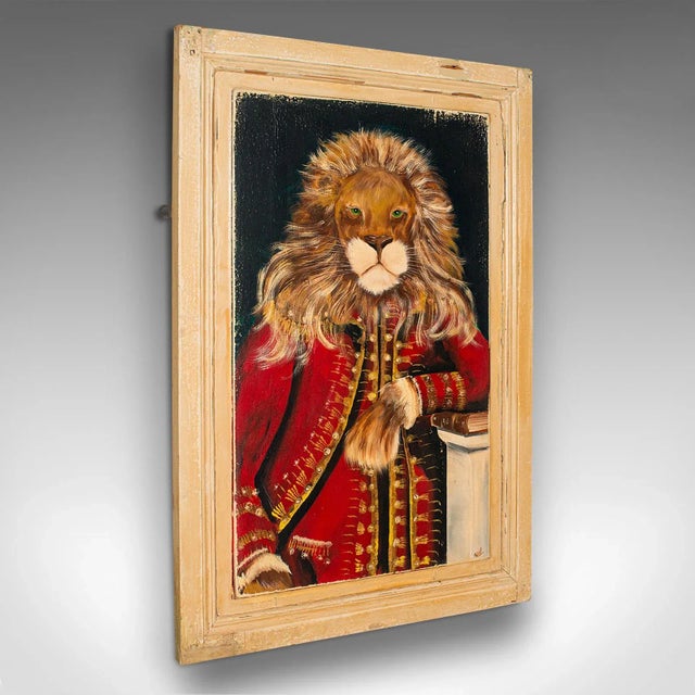 1970s Vintage Victorian English Pine Lion Portrait For Sale - Image 9 of 9