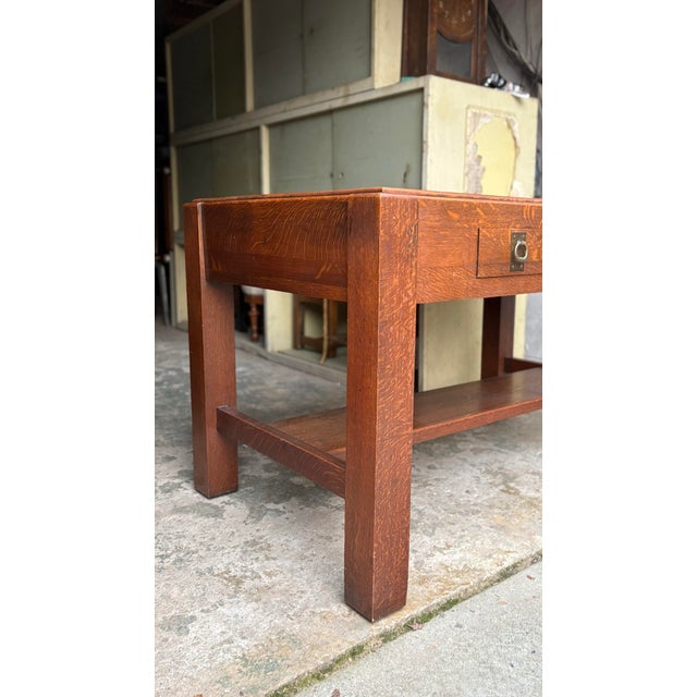 Auburn Antique Mission Oak Library Table Made by Davis-Birely For Sale - Image 8 of 10