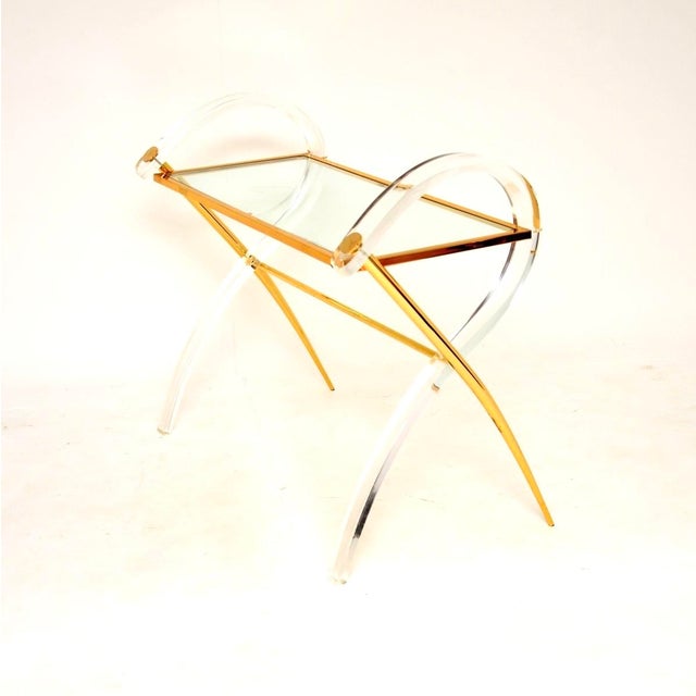1970s Vintage Italian Acrylic Glass and Gilt Console Table, 1970s For Sale - Image 5 of 11