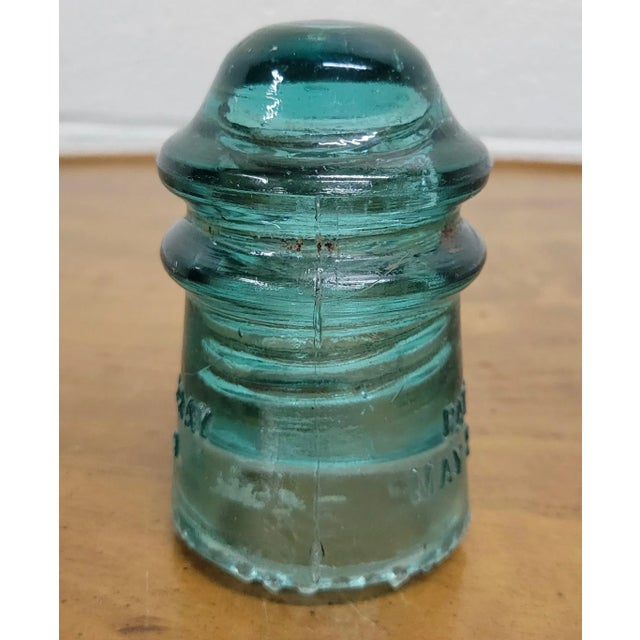 Vintage Hemingray No. 9 Aqua Glass Insulator For Sale - Image 9 of 10
