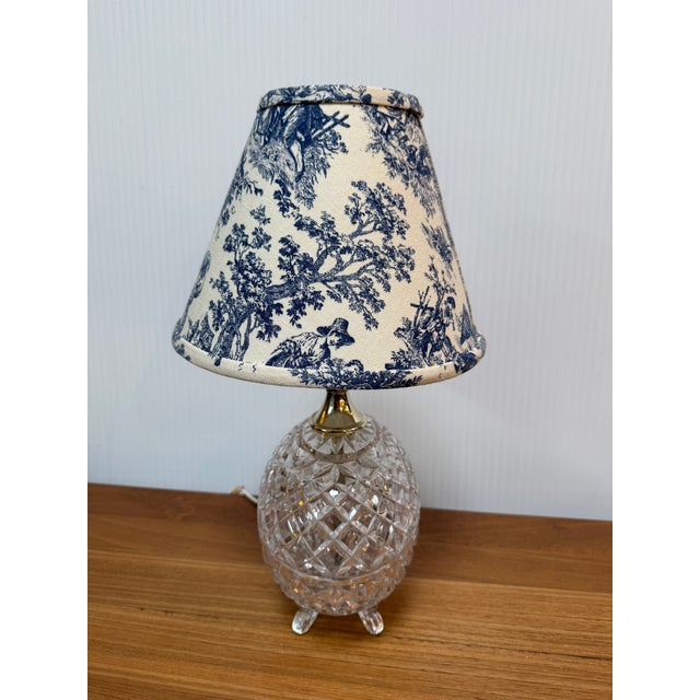 Design Plus Gallery presents a Boudoir Cut Glass Table Lamp. The lamp has distinctive egg-shaped cut glass with a diamond...