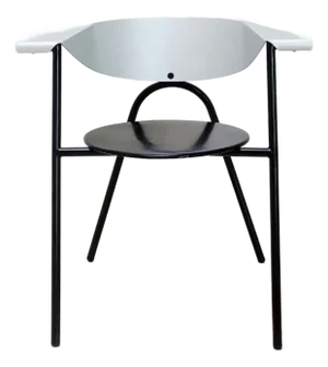 1990s Post-Modern Sculptural Metal Dining or Statement Chair Brushed Silver and Black