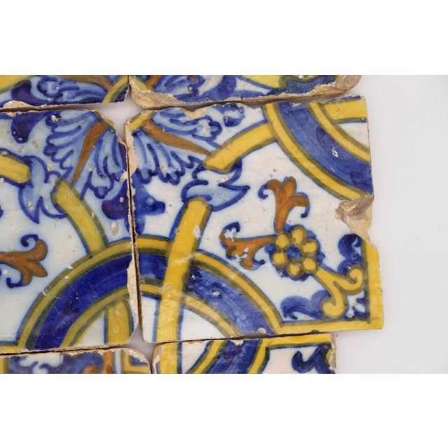 17th Century 17th Century Set of Six Floral Tiles, Portuguese For Sale - Image 5 of 11