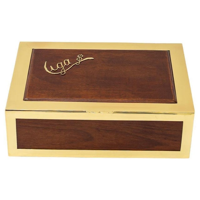 Big Art Deco Jewelry Box in Brass and Wood, 1920s For Sale - Image 4 of 10