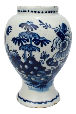 18th Century Tin Glazed Dutch Delft Pottery Blue and White Vase or Jar