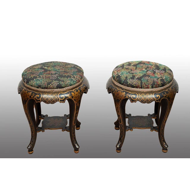 Antique Napoleon III Stools in Ebonized Wood, France, 19th Century, Set of 2 For Sale - Image 6 of 6
