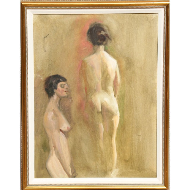 Standing Nude with Glasses Study Carl Huntman Year: circa 1970 Size: 24 in. x 18 in. Framed size: 28 x 21.5 inches Oil on...