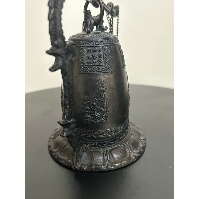 Vintage Japanese Cast Iron Dragon Temple Bell For Sale In New York - Image 6 of 17