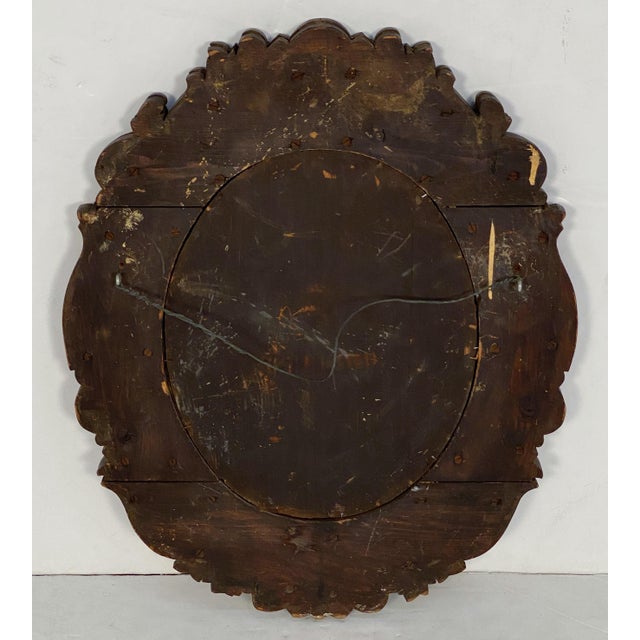 Black Forest Oval Beveled Mirror With Hand Carved Frame (H 25 1/2 X W 20 1/2) For Sale - Image 10 of 10