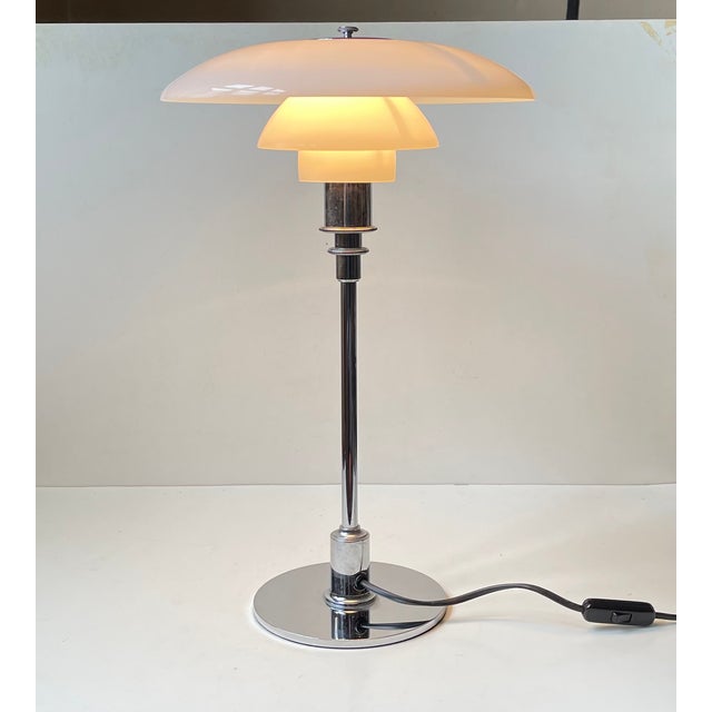 Metal Vintage PH 3/2 Table Lamp in Chrome and Opaline Glass by Poul Henningsen for Louis Poulsen, 1990s For Sale - Image 7 of 9