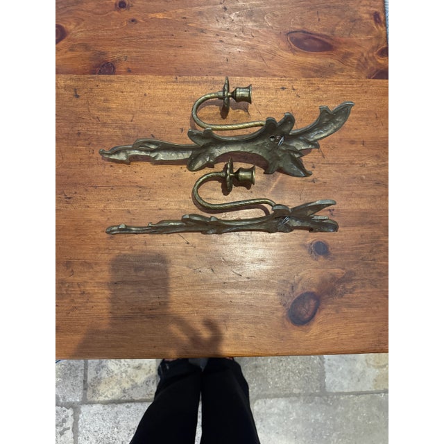 Brass Brass Art Nouveau Sconces- A Pair For Sale - Image 8 of 8