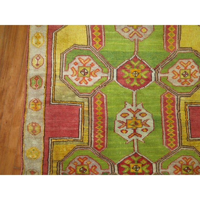 Apple Green Turkish Konya Carpet For Sale - Image 4 of 6
