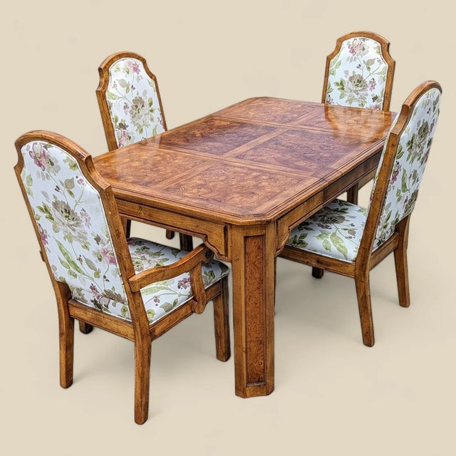 Wood Vintage Hollywood Regency Burl Wood Dining Set, 1970s, Mid-Century Modern, Mid-Century For Sale - Image 7 of 10