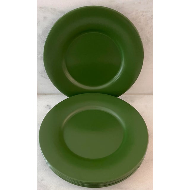 Ceramic Set of 5 Gien France Green Charger Plates For Sale - Image 7 of 10