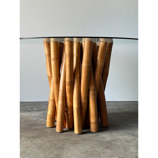 Contemporary Bundled Bamboo Glass-Top Dining Table, Attributed to Budji Layug, 1970s For Sale - Image 3 of 17