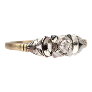 Vintage Art Deco Mixed Metals 14 and 18 Karat Gold and Diamond Engagement Ring Size 8.25