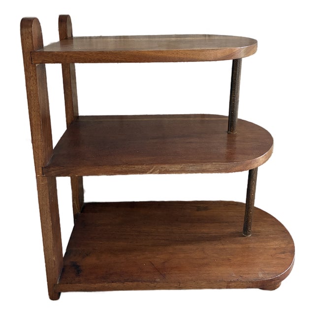 1930s Deco Wooden Tiered Step Side Table For Sale