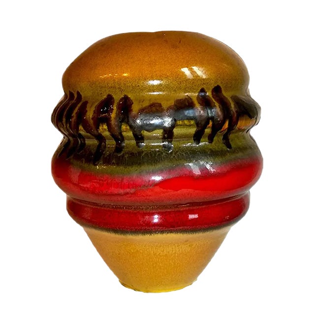 Italian Enameled Ceramic Vase, 1960s For Sale