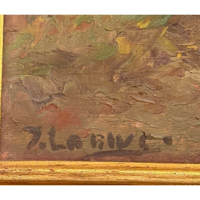 Late 19th Century Gold Framed French Impressionist Oil on Board “Countryside Stroll” Artist Signed T. La Rive For Sale In Washington DC - Image 6 of 12