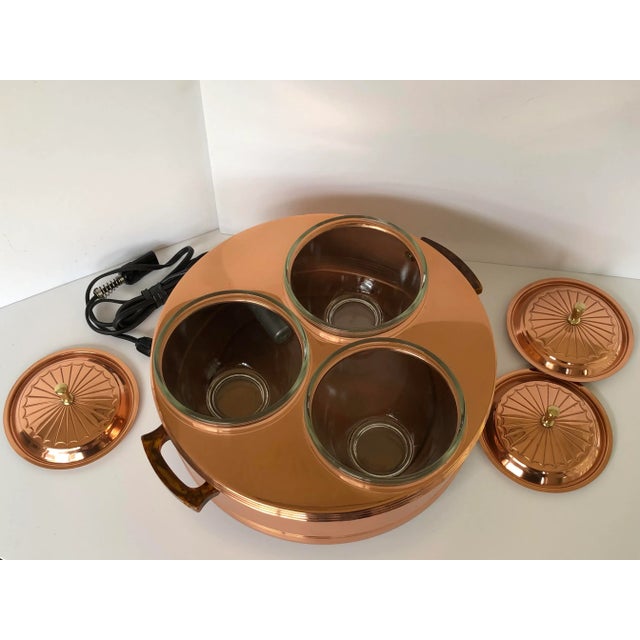 1960s 1960s Vintage Forman Copper Triple Chafing Warmer For Sale - Image 5 of 11