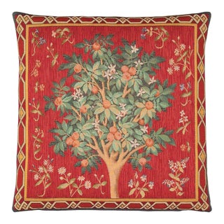 Medieval Tree Tapestry Cushion With Feather Filler - 46x46cm (18"x18") For Sale