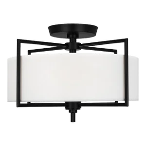 Chapman & Myers By Visual Comfort Studio Perno 2-Light Medium Semi-Flush Mount in Aged Iron