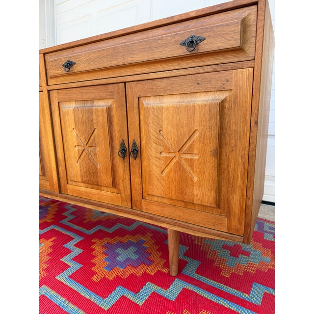 Danish Oak Sideboard Credenza Media Cabinet For Sale - Image 9 of 9