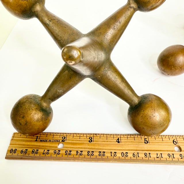 1960s 2 1960s Mid Century Modern Jax Jacks Brass Metal Sculpture Bookends MCM For Sale - Image 5 of 8