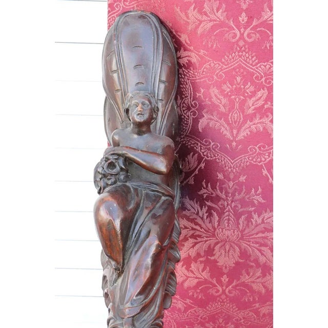 Wood Rare Set of 4 Antique Baroque Walnut Italian Armchairs Carved Figures Andrea Brustolon Style For Sale - Image 7 of 14