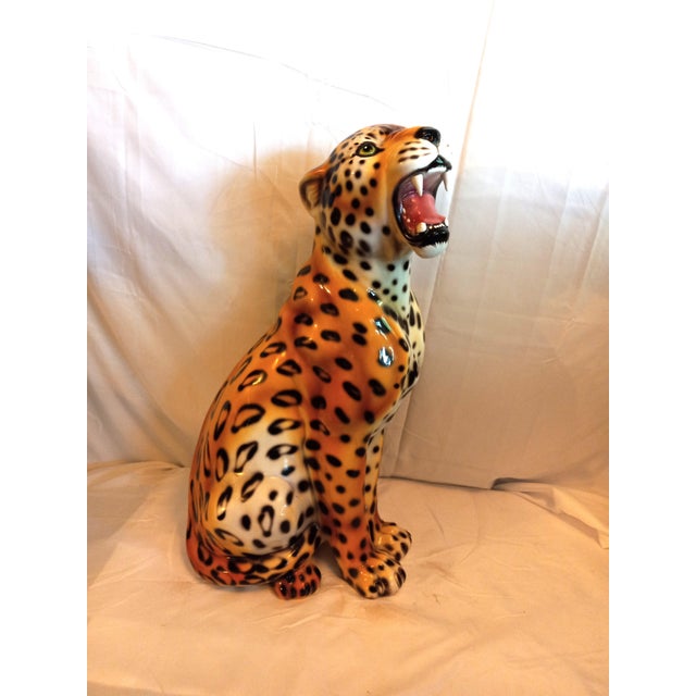 Ceramic 1990s Large Glass/Ceramic Sculpture of African Leopard For Sale - Image 7 of 12