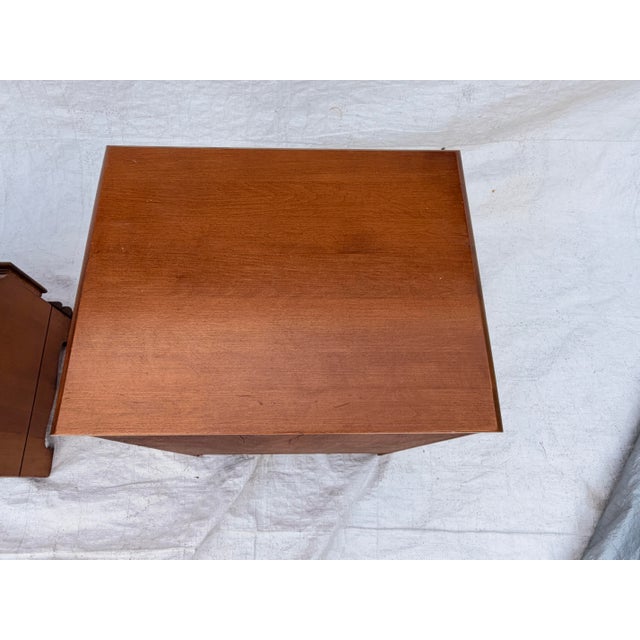 Vintage Early American Colonial Solid Maple Open Cabinet Nightstands Set of 2 For Sale - Image 9 of 9