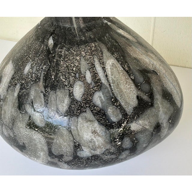 Modern Revelation Modern Hand Blow Black Art Glass Pebble Vase For Sale - Image 3 of 5