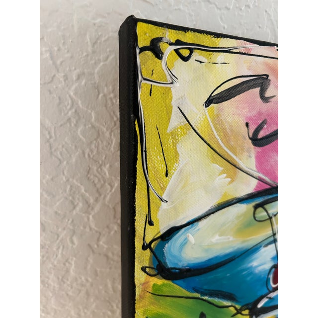 Textile "Cocktail Hour" Mid-Century Painting on Canvas For Sale - Image 7 of 8