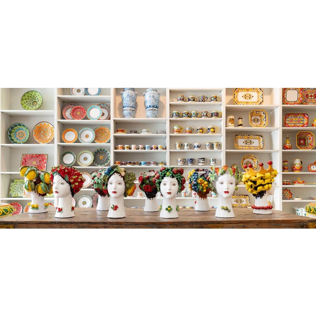 Head Vase Sculpture with Peppers, Ceramiche D'arte Dolfi For Sale - Image 9 of 12